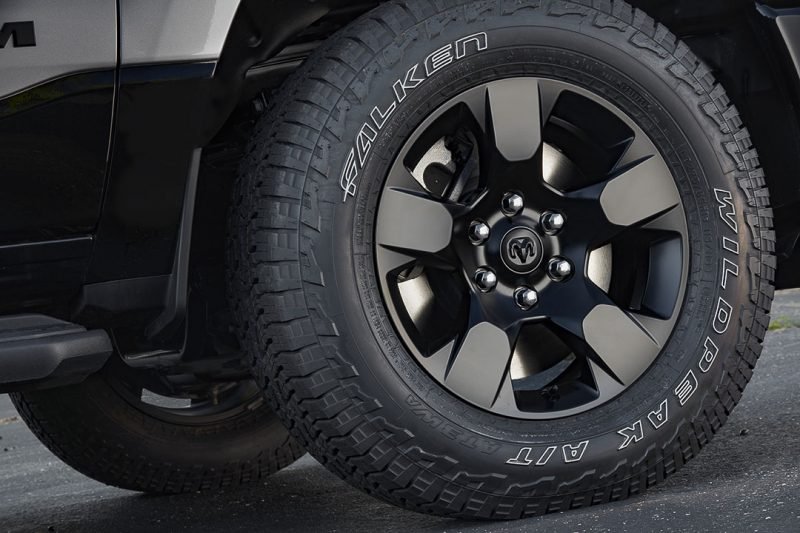 Rear wheel of a 2022 RAM 1500 BackCountry