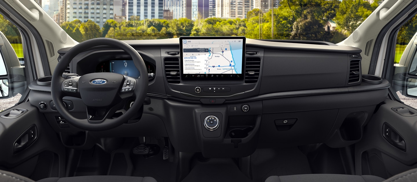 2026 Ford E-Transit steering wheel, maps, and dashboard