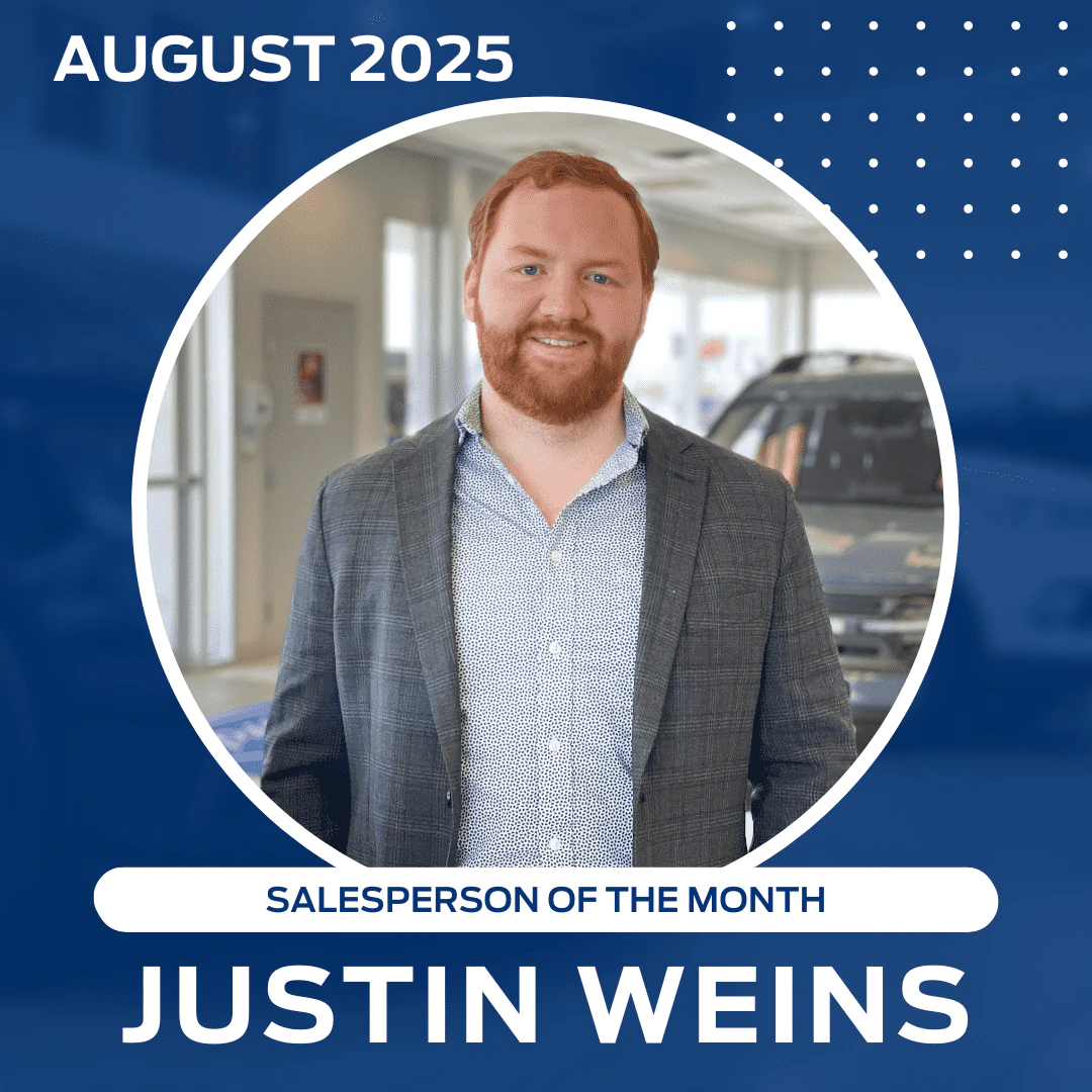 Congratulations to Justin Weins, salesperson of the month