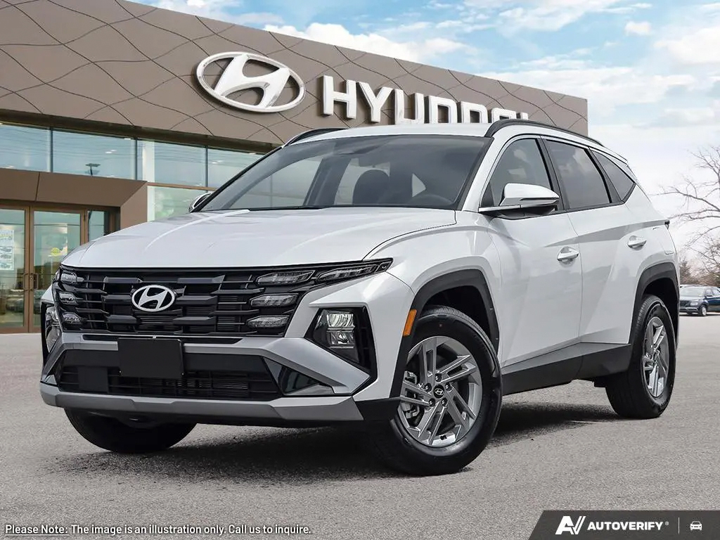 Image of a grey 2026 Hyundai Tucson Preferred in from of the Finch Hyundai building