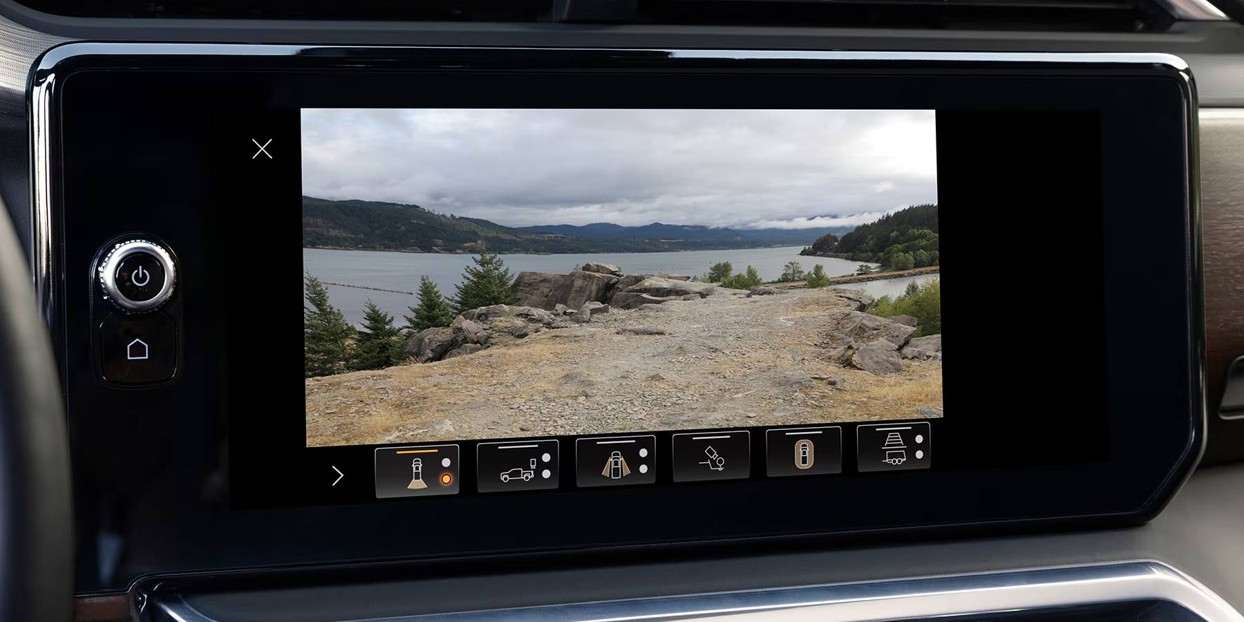 The 2026 GMC Sierra 1500's onboard camera views accessible by the dashboard touchscreen