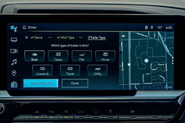 The trailering app screen of the 2026 Chevrolet Silverado HD. New 2026 Chevrolet Silverado 2500 & 3500 engine and towing specs at Gardner GM in Hope, BC