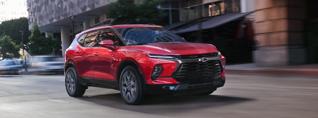 A photo of the 2026 Chevrolet Blazer on the road.