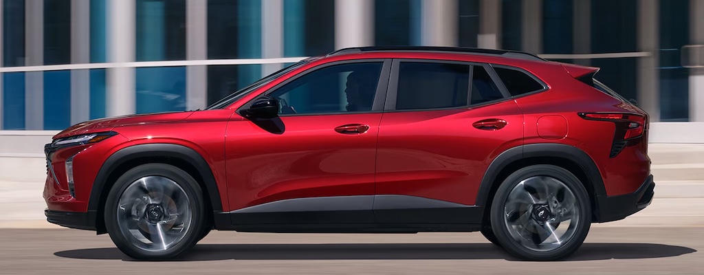 Exterior of red 2025 Chevrolet Trax.