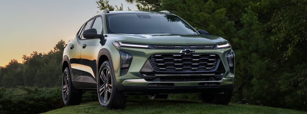 Exterior shot of a green 2026 Chevrolet Trax.