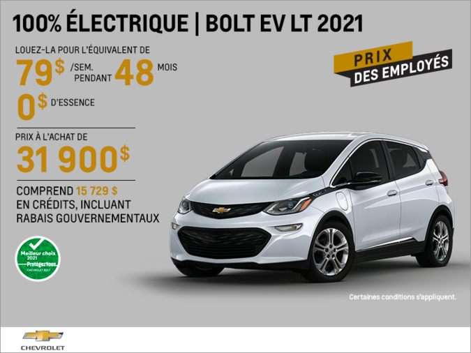 Procurez-vous la Chevrolet Bolt 2021! Procurez-vous la Chevrolet Bolt 2021!