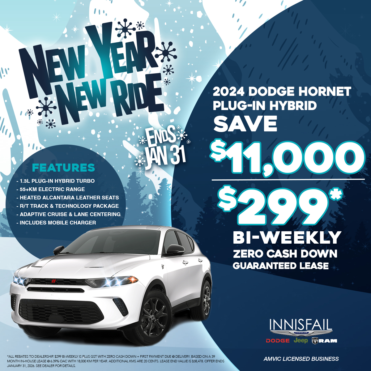 $299 Bi-Weekly with Zero Down on a 2024 Dodge Hornet Hybrid!