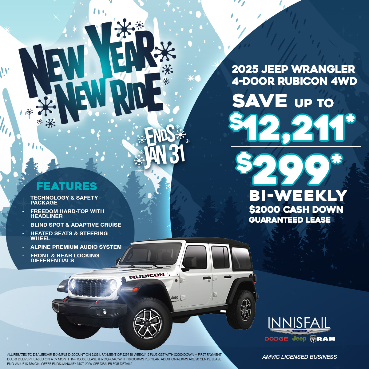 Only $299* Bi-Weekly on a 2025 Jeep Wrangler Rubicon!