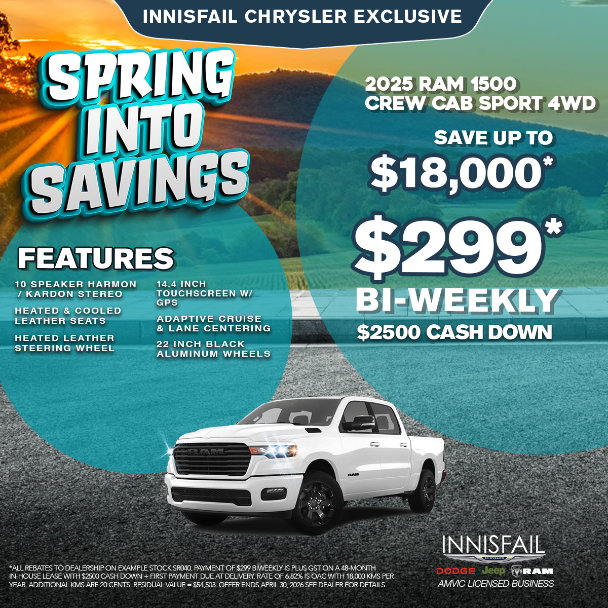 Save up to $18,000* on a 2025 RAM 1500 Crew Cab Sport!