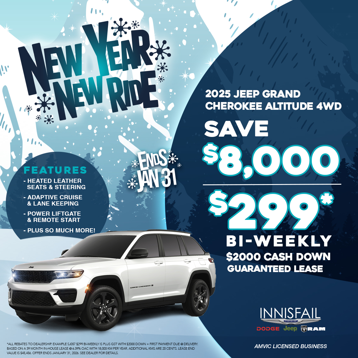 Only $299 Bi-Weekly on a 2025 JEEP Grand Cherokee 4WD!