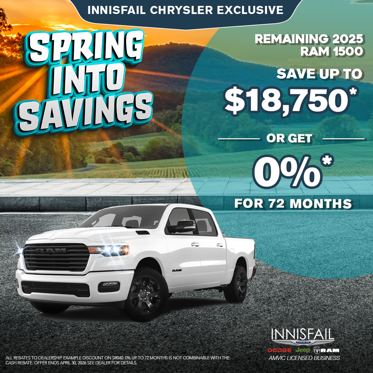 Save up to $18,750* on a 2025 RAM 1500!