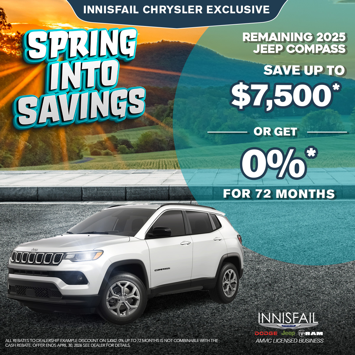 0% for 72 months on a 2025 Jeep Compass !