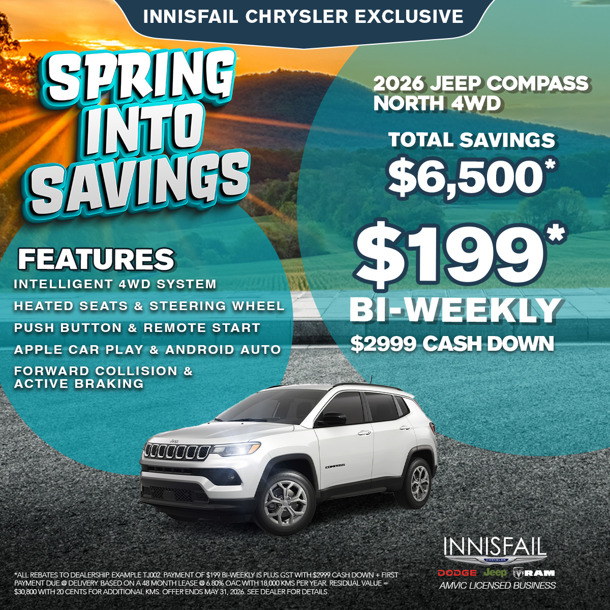 $199* Bi-weekly on a 2026 Jeep Compass North 4WD!