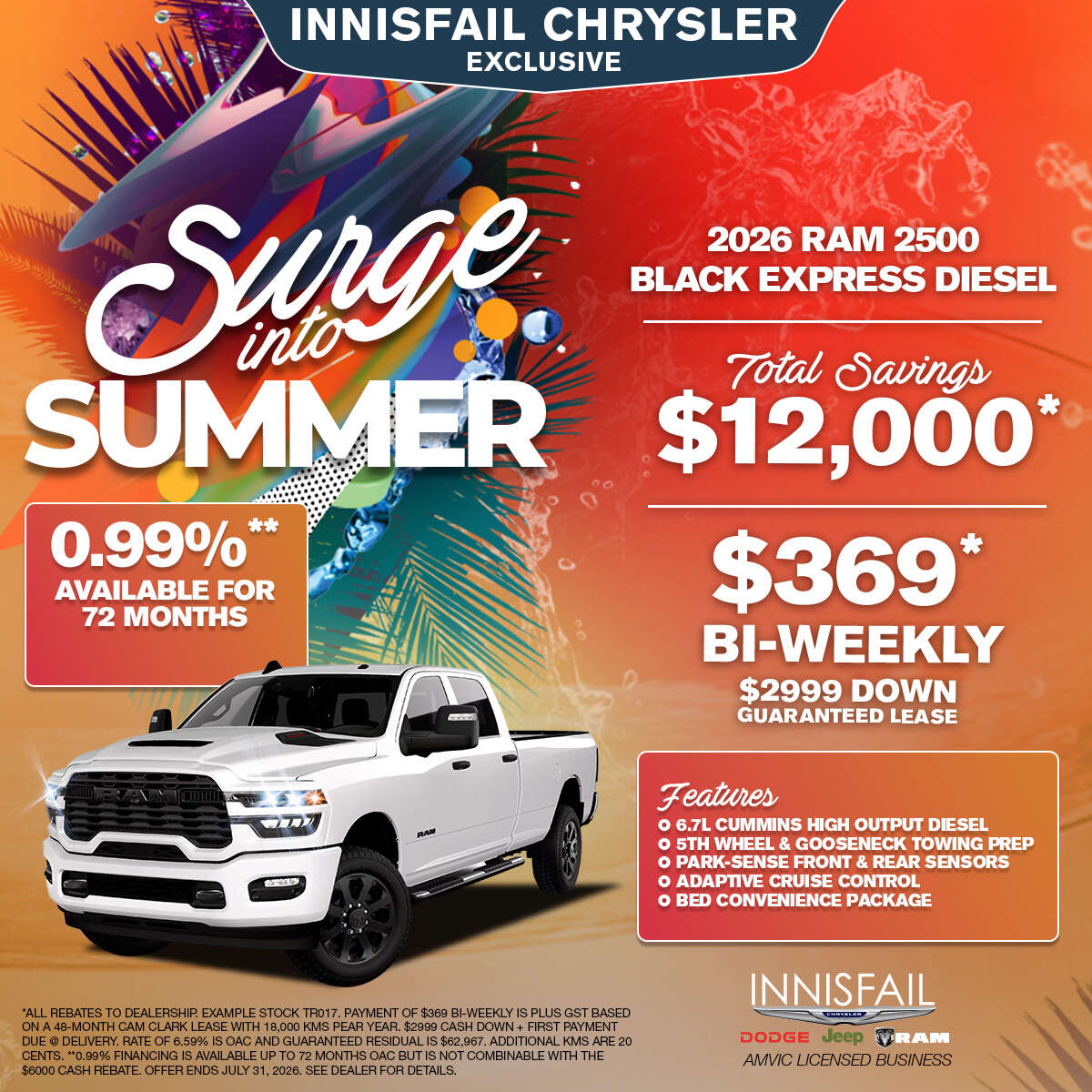 Only $369* Bi-Weekly on a 2026 RAM 2500 Black Express Diesel!
