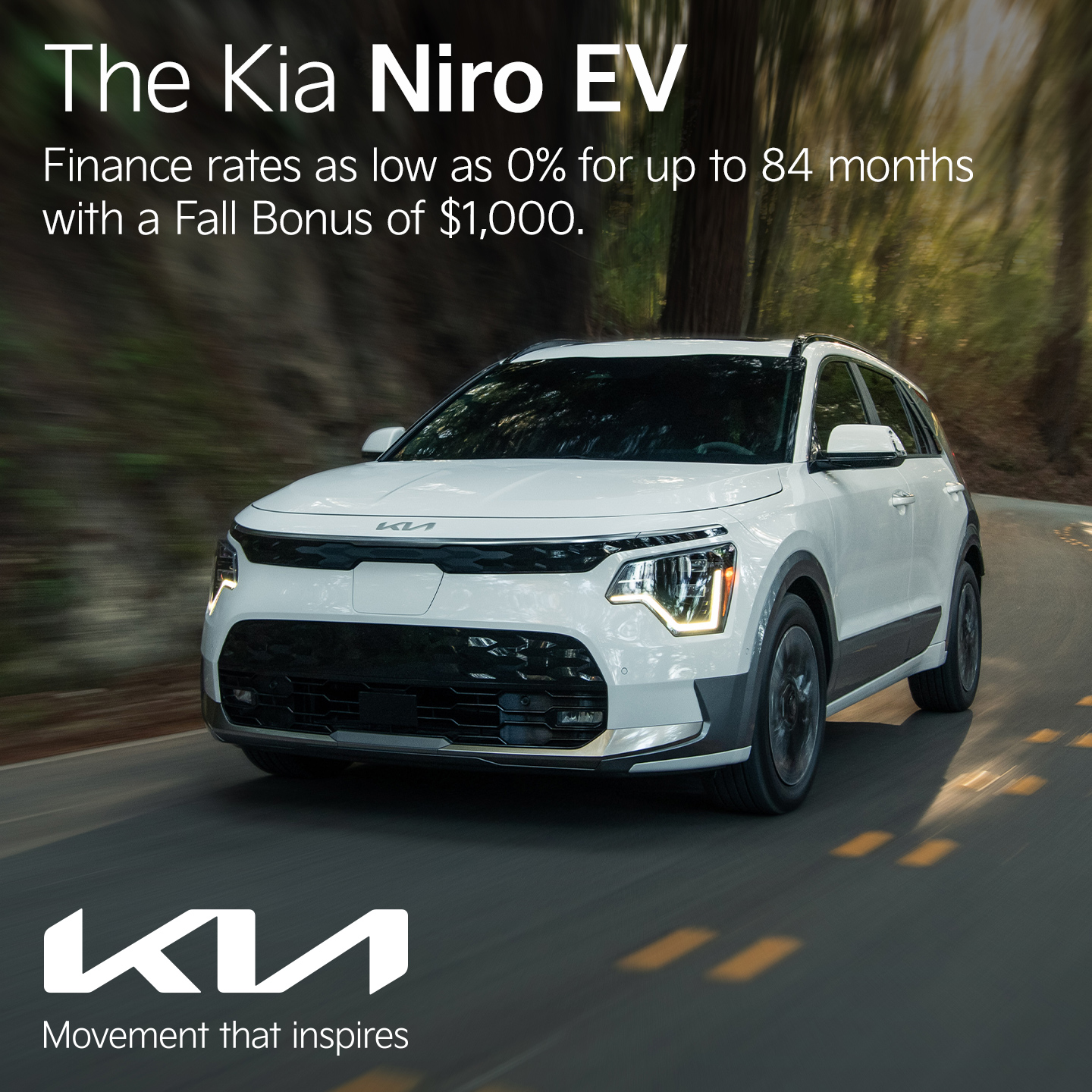 The Brand New Kia Niro EV is available!!! Finance rates as low as 0% for up to 84 months with a Fall Bonus of $1,000!!! – See detailer for more details at 880-8th St. Northshore!!