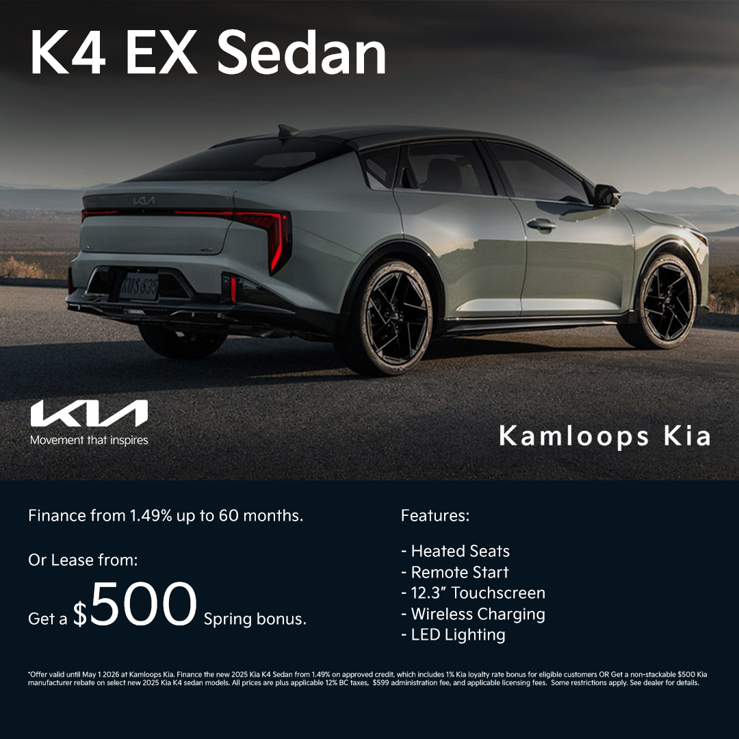New Kia K4 from 1.49% oac OR get $500 Spring bonus