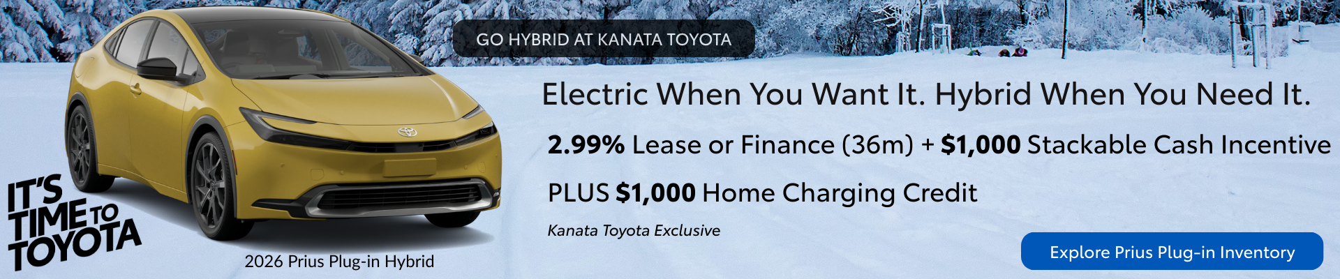 2026 Toyota Prius Plug-In Hybrid offer with low rates and incentives at Kanata Toyota
