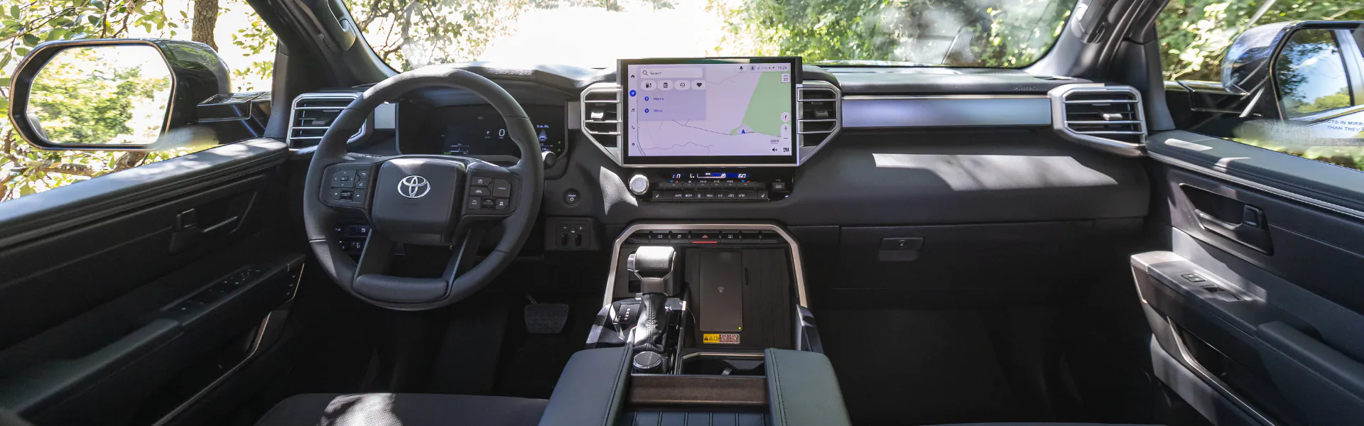 Toyota Sequoia interior with large touchscreen navigation display