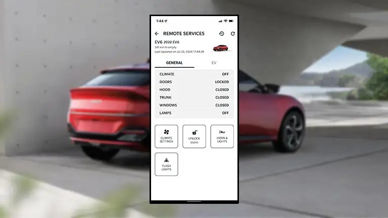 Vehicle details on smartphone