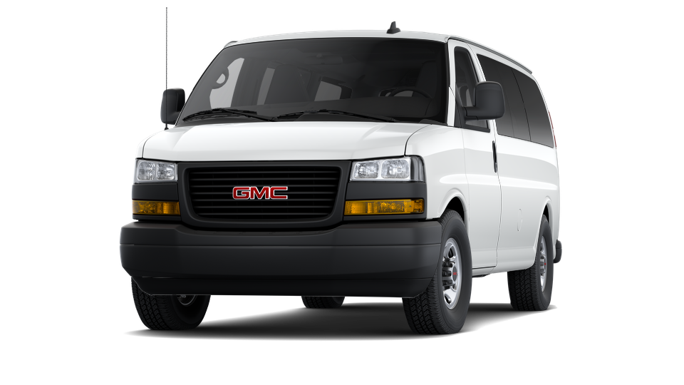 A white 2025 GMC Savana LS Passenger van