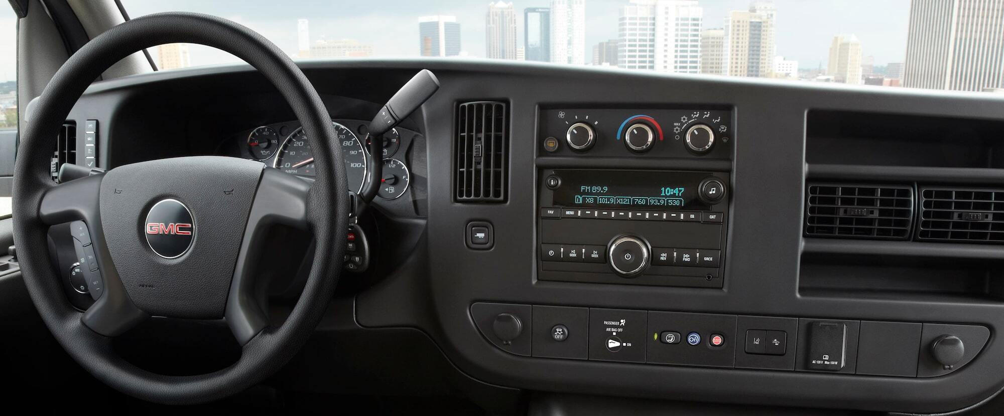 The dashboard buttons of a 2025 GMC Savana Passenger or Cargo Van in Casselman, ON