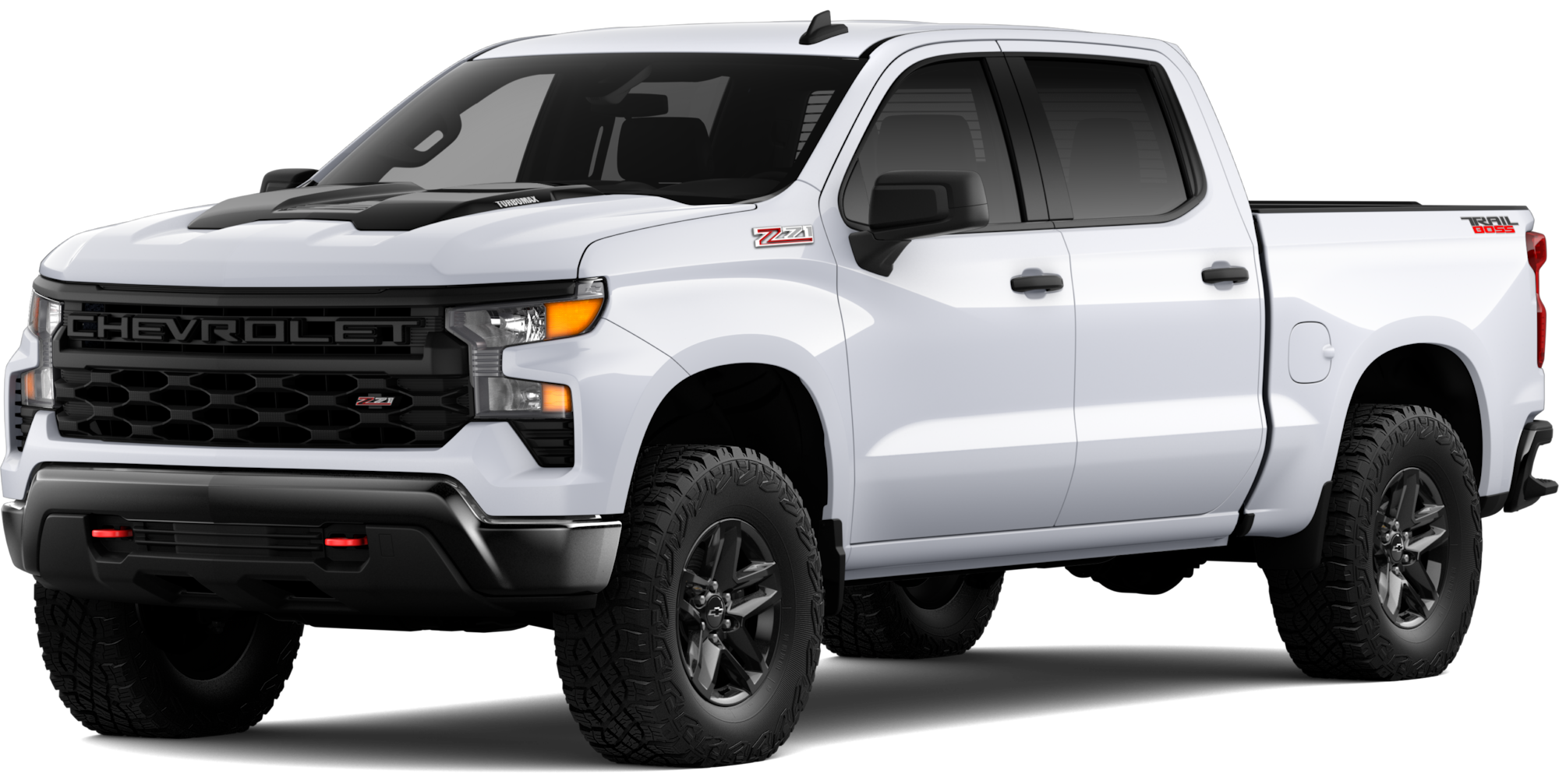 A white 2026 Chevrolet Silverado 1500 Custom Trail Boss