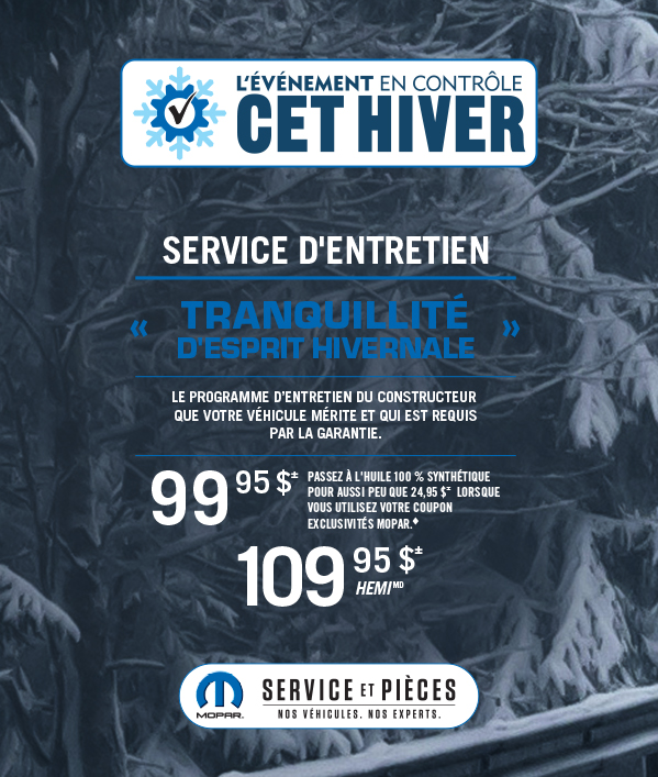 Service d’entretien ‘Tranquillité d’esprit hivernale’ Service d’entretien ‘Tranquillité d’esprit hivernale’