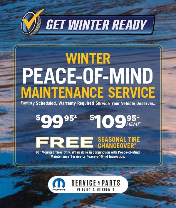 Winter Peace-of-Mind Maintenance Service + FREE Seasonal Tire Changeover! Winter Peace-of-Mind Maintenance Service + FREE Seasonal Tire Changeover!