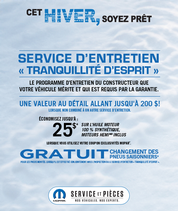 Service d’entretien ‘Tranquilité d’esprit’ Service d’entretien ‘Tranquilité d’esprit’