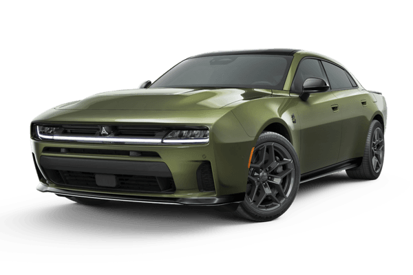 A green 2026 Dodge Charger equipped with the Scat Pack