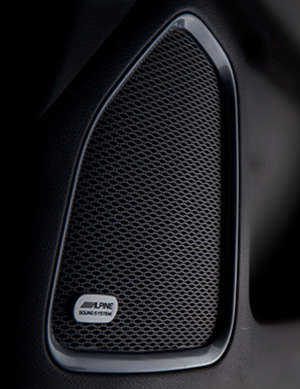 An Alpine speaker inside a 2026 Jeep Compass