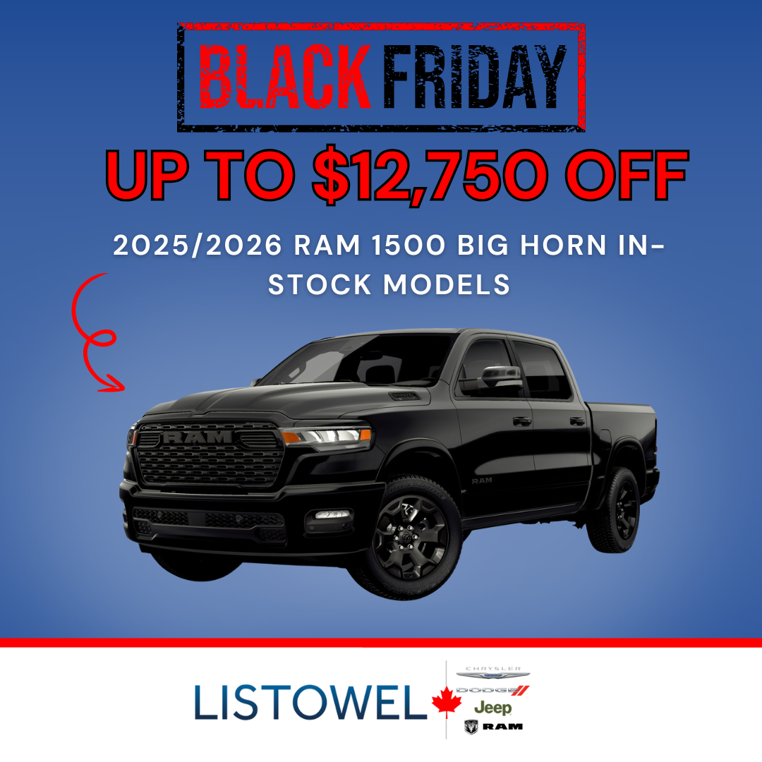 Black Friday savings on Ram 1500 Big Horn in stock at Listowel Chrysler