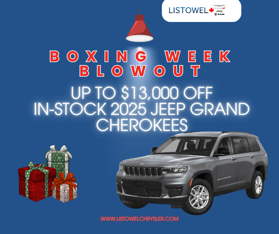 Christmas savings on 2025 Jeep Grand Cherokees at Listowel Chrysler