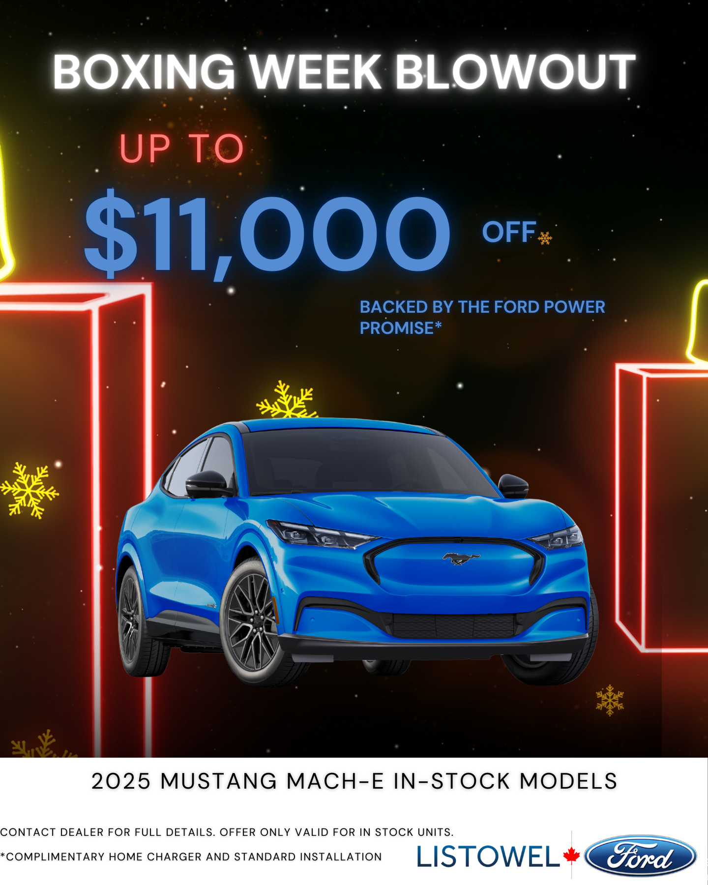 Christmas savings on 2025 Mustang Mach-Es at Listowel Ford