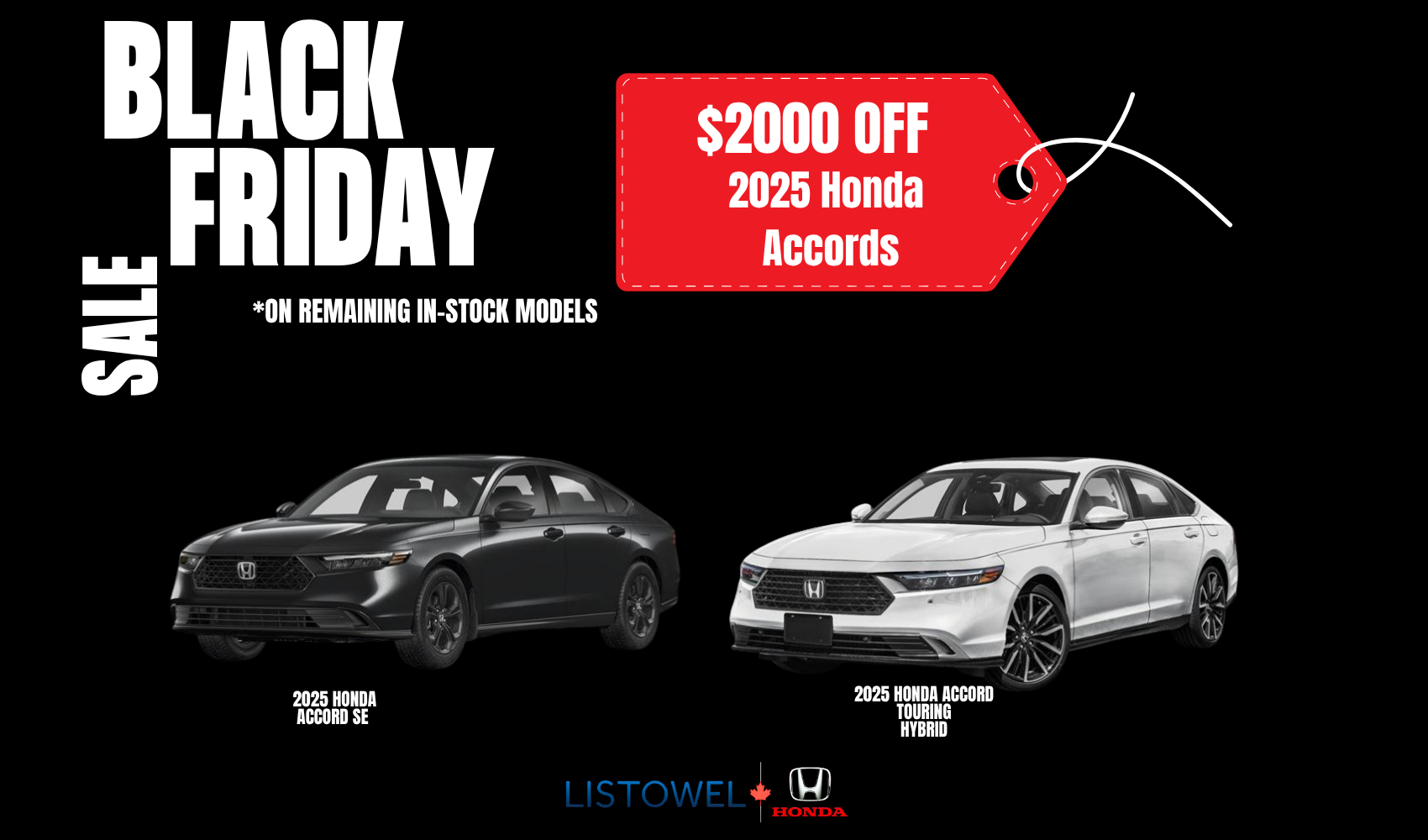 Black Friday savings on 2025 Honda Accords at Listowel Honda
