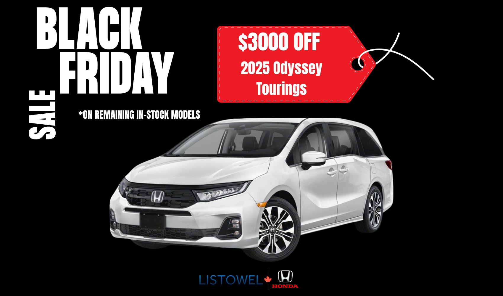 Black Friday savings on 2025 Honda Odyssey Touring at Listowel Honda