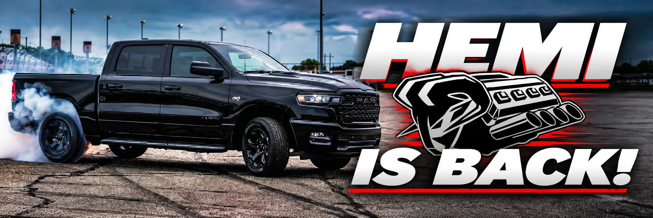 HEMI Is Back_ Black Truck Burnout Ram Hemi is back