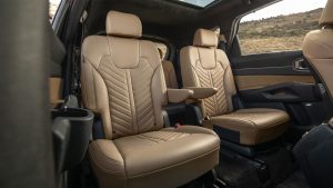 The beige seats of a 2025 Kia Sorento. New 2025 Kia Sorento for sale in Miramichi, NB at Miramichi Kia