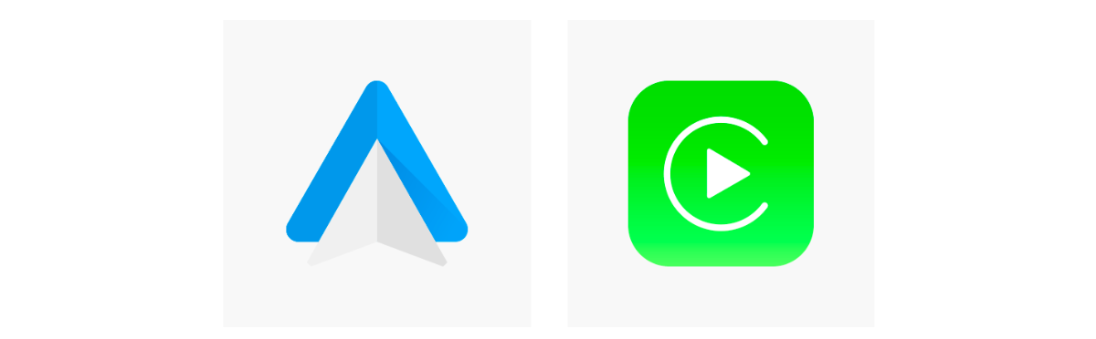 CarPlay and Android Auto logos