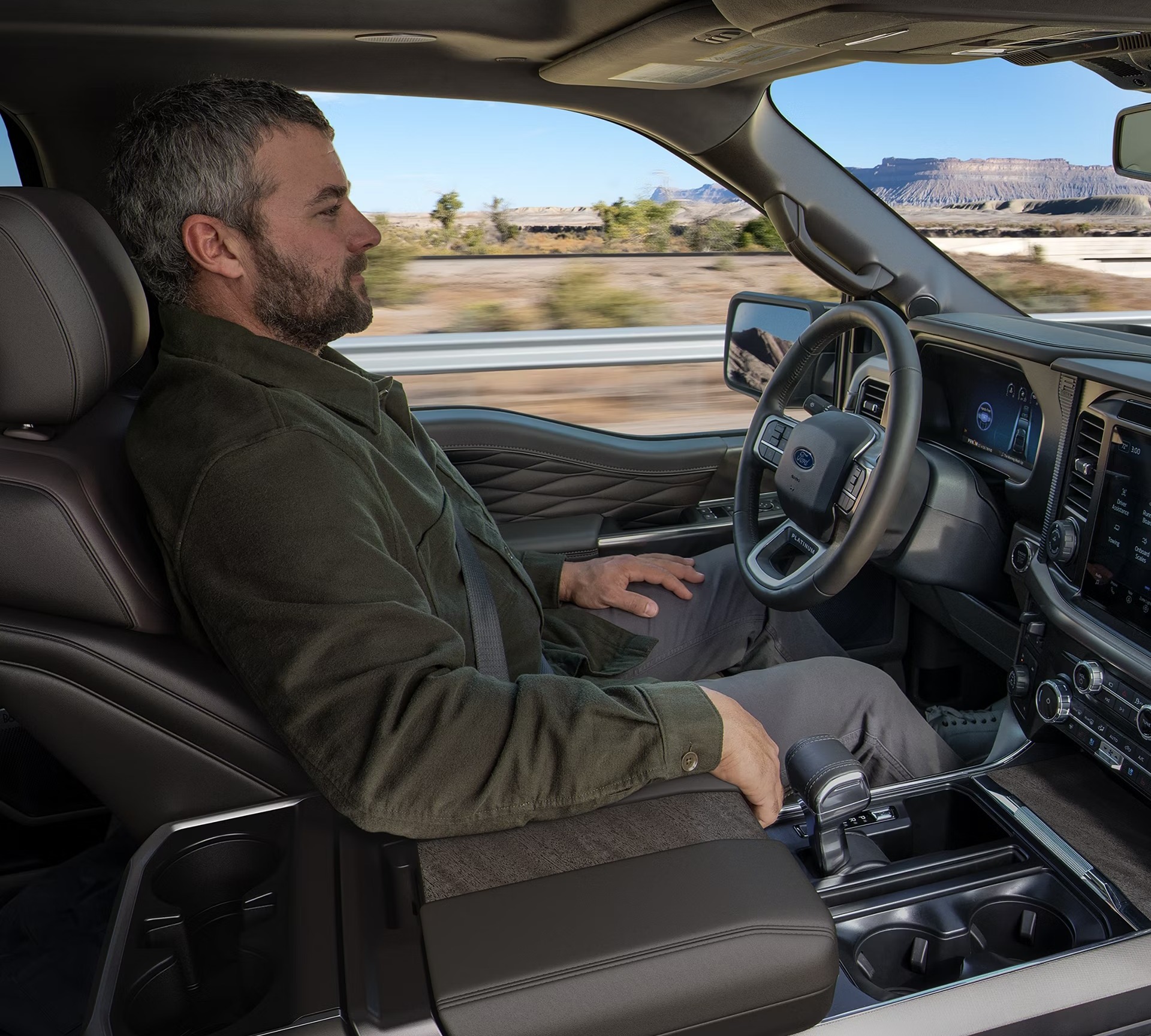Unknown person using hands-free driving through BlueCruise inside 2026 Ford F-150