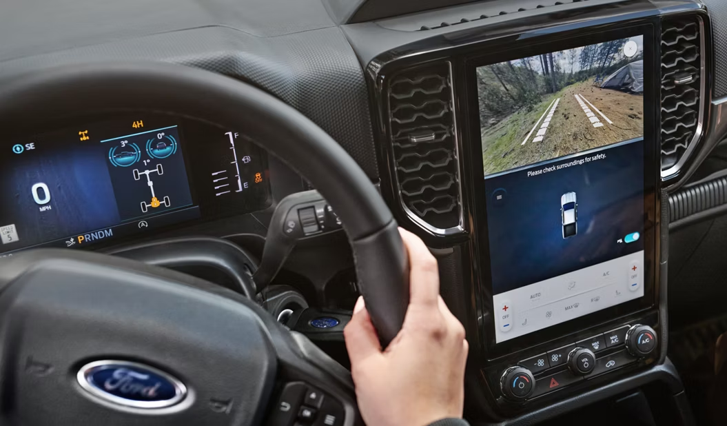 Unknown person using steering wheel and reverse feature on 2026 Ford Ranger