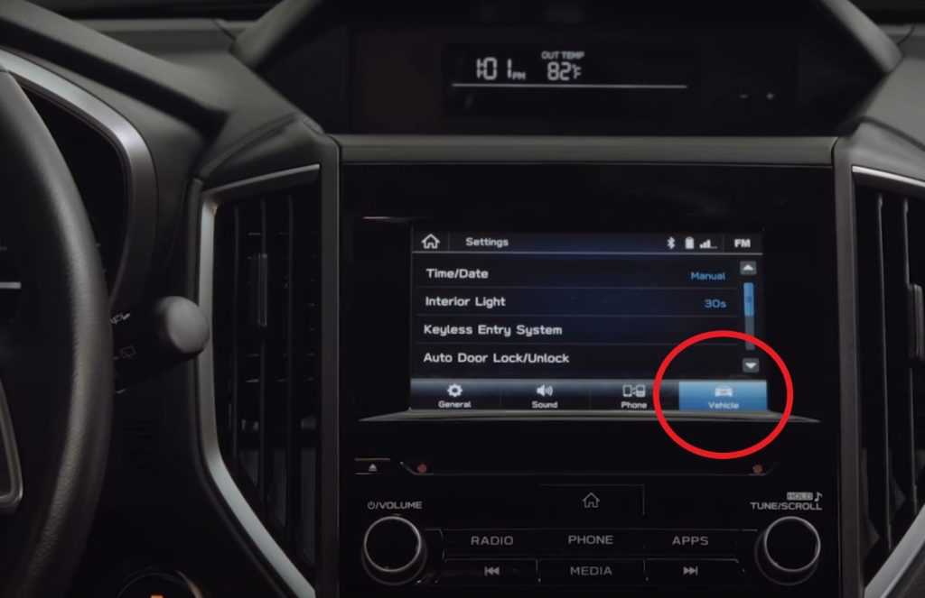 Vehicle Tab in Settings