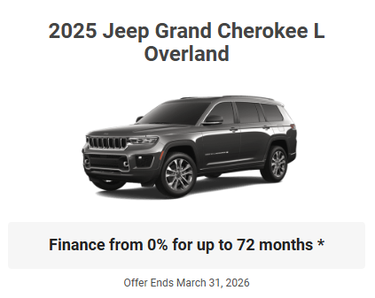 Rod The Sales Boss Presents 2025 Jeep Grand Cherokee L Overland Specials Offers Incentives March 2026 Rocky Mountain House Alberta Alta AB Red Deer Sylvan Lake Caroline Drayton Valley Innisfail Olds Blackfalds Ponoka Nordegg