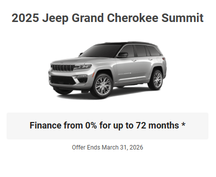 Rod The Sales Boss Presents 2025 Jeep Grand Cherokee Summit Specials Offers Incentives March 2026 Rocky Mountain House Alberta Alta AB Red Deer Sylvan Lake Caroline Drayton Valley Innisfail Olds Blackfalds Ponoka Nordegg