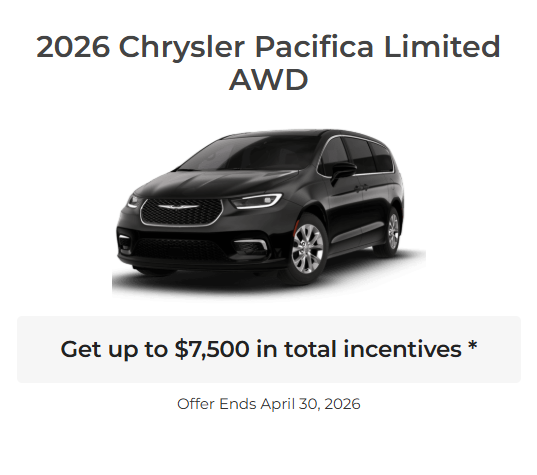 Rod The Sales Boss Presents 2026 Chrysler Pacifica Limited AWD Chrysler Specials Offers Incentives Rocky Mountain House Sylvan Lake Innisfail Red Deer Drayton Valley Stettler Olds Lacombe Blackfalds Alberta Ab Alta