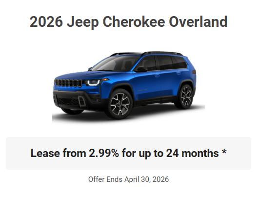 Rod The Sales Boss Presents 2026 Jeep Cherokee Overland Specials Offers Incentives March 2026 Rocky Mountain House Alberta Alta AB Red Deer Sylvan Lake Caroline Drayton Valley Innisfail Olds Blackfalds Ponoka Nordegg