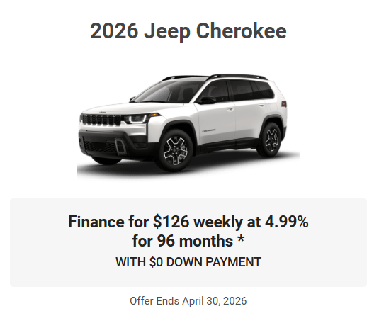 Rod The Sales Boss Presents 2026 Jeep Cherokee Specials Offers Incentives Rocky Mountain House Alberta Alta AB Red Deer Sylvan Lake Caroline Drayton Valley Innisfail Olds Blackfalds Ponoka Nordegg