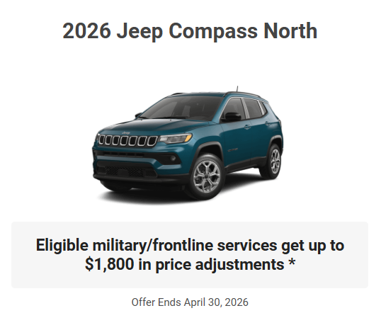 Rod The Sales Boss Presents2026 Jeep Compass North Specials Offers Incentives  Rocky Mountain House Alberta Alta AB Red Deer Sylvan Lake Caroline Drayton Valley Innisfail Olds Blackfalds Ponoka Nordegg