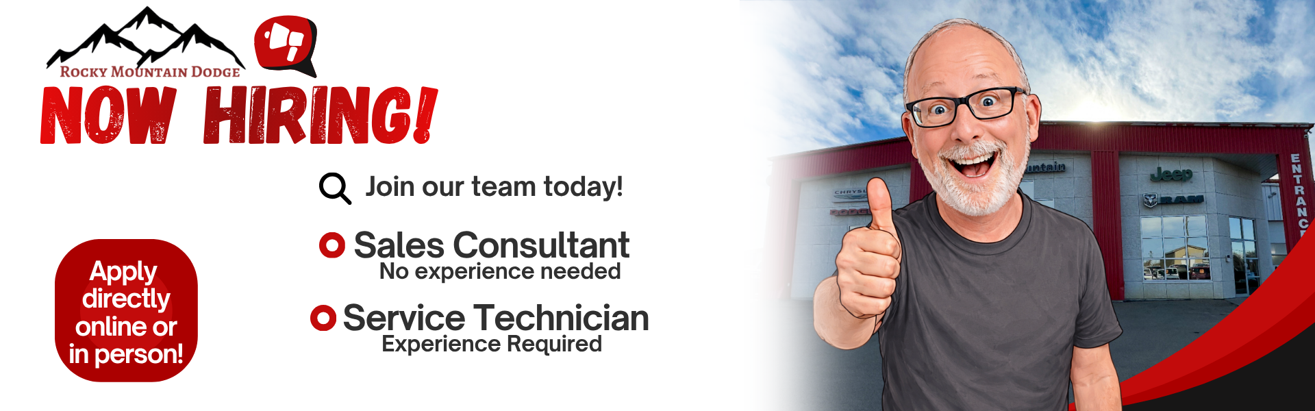 Rod The Sales Boss Is Now Hiring Employment Opportunity Rocky Mountain Dodge Alberta Alta AB