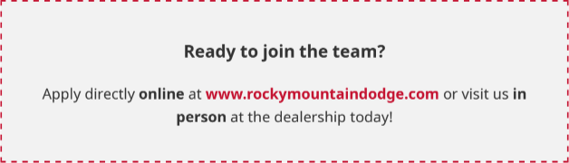 Rocky Mountain Dodge Job Employment Opportunites Alberta, AB, Alta